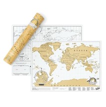 Luckies 42cm Scratch Off Map Travel Edition w/ Foil Hanging Wall Decor W... - $15.99