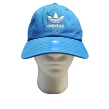 adidas Baseball Cap Youth Blue 100% Cotton Relaxed Fit Adjustable Strapback Hat - £14.87 GBP