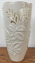 Vintage Lenox Porcelain Cream Gold Rimmed Floral Cut Out Vase USA Made 6... - $33.99