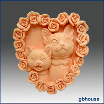 2D silicone Soap/polymer/clay/cold porcelain mold – Kitty Kat Heart - £20.83 GBP