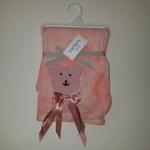 NWT Carter&#39;s Pink Tie Dye Baby Blanket Knit Bear Bow Unique Baby Gift Co... - $33.62