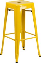 Flash Furniture Commercial Grade 30&quot; High Backless Yellow Metal Indoor-Outdoor - £68.19 GBP