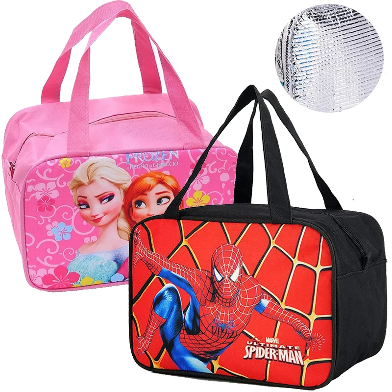 Disney Spiderman Elsa Student Lunch Box Bag Insulation Bag Children Portable - £12.94 GBP