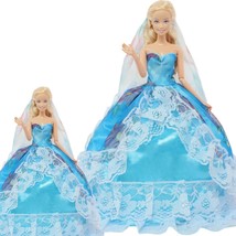 High Quality Wedding Dress For Barbie Doll 11.5&quot; Party Gown Outfits &amp; Veil 1/6 - £13.17 GBP