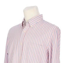 Brooks Brothers Red Fleece Pink Blue White Striped Casual Shirt Mens Large - £19.65 GBP