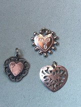 Mixed Lot of  Lacey Etched Cut-Out Silvertone Heart Pendant or Charm – average  - £10.43 GBP