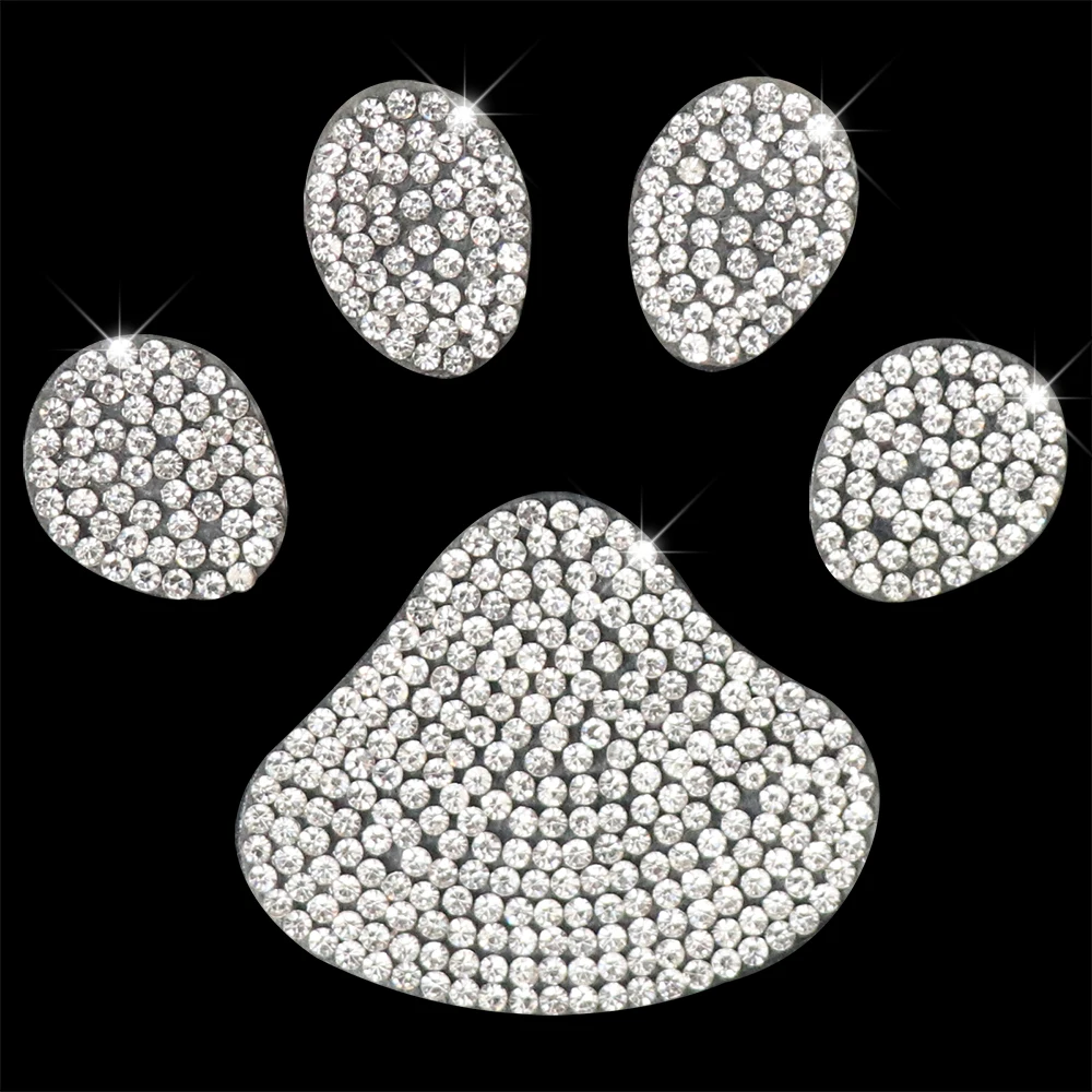 2pcs Motorcycle Stickers Bling Rhinestone Crystal  Paw Print  Decals  Moto     V - £103.80 GBP