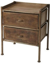 End Table Side Industrial Distressed Iron 2 -Drawer - £778.26 GBP
