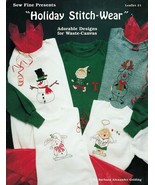 Sew Fine Holiday Stitch Wear For Waste Canvas Reindeer Elf Cross Stitch ... - $12.99