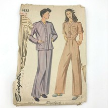 Vintage 1940s Simplicity Sewing Pattern 4888 2 Piece Pajamas 32 Bust UNUSED PT - $14.75