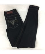Desert Blue Womens Skinny Jeans Black Embroidery Bull Head Zipper Stretc... - $38.83 CAD