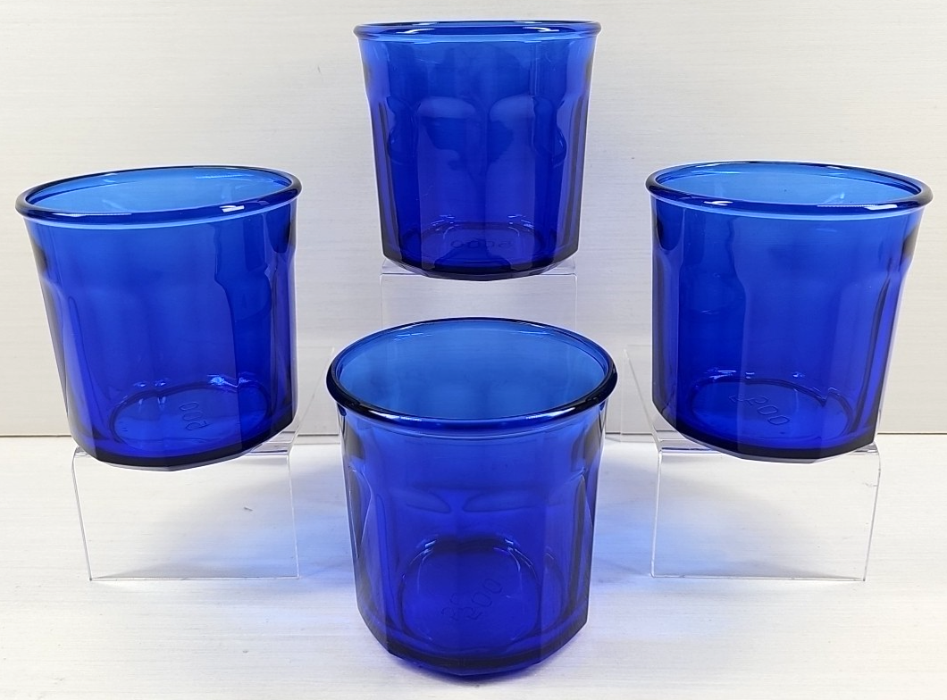 (4) Luminarc Working Collection Cobalt Tumblers Set 500 Panel Cristal Fr... - $78.87