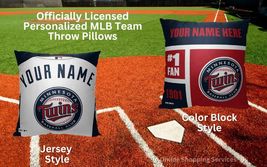 Minnesota Twins Official MLB Jersey or Colorblock Personalized Throw Pillow - £26.10 GBP