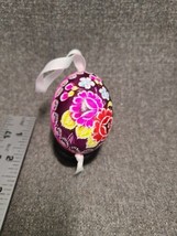 Real Ukrainian Pysanky Chicken Hand Made Easter Egg Ornament Pink, Red, Yellow - £7.10 GBP