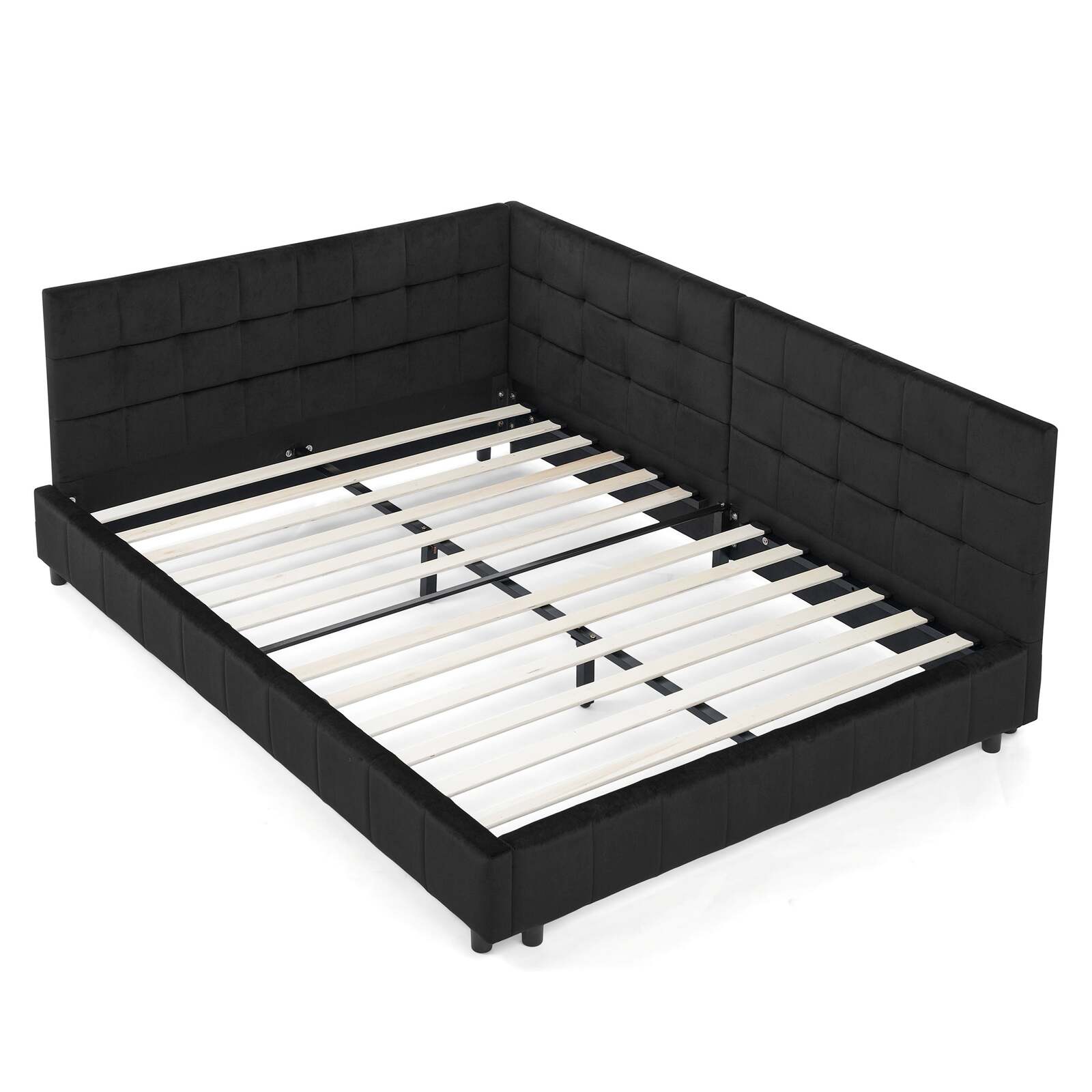 Full Size Upholstered Tufted Bed Frame Velvet Black Sofa Item image 9