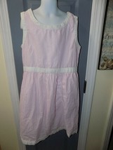 Vineyard Vines Pink/White Striped Seersucker Dress Size 14 Girl&#39;s EUC - £26.61 GBP