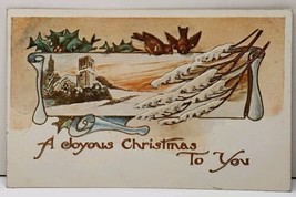 A Joyous Christmas, Snow Scene on Gild Scroll 1911 Waynesboro Pa Postcar... - $3.95