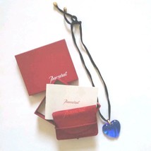 Baccarat crystal Blue Heart Pendant Necklace Glass with box - $233.61