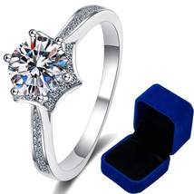 100% Real Moissanite Engagement Rings 925 Sterling Silver Wedding Band VVS Brill - £45.21 GBP