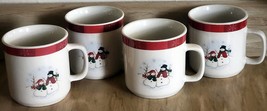 Set of 4 Royal Seasons Stoneware Snowmen Coffee Cups Holiday Mugs Tea Cocoa - £9.34 GBP