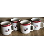 Set of 4 Royal Seasons Stoneware Snowmen Coffee Cups Holiday Mugs Tea Cocoa - £9.17 GBP