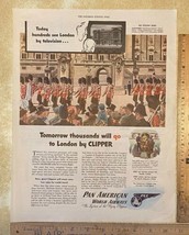 Vtg Print Ad Pan American World Airways Postwar Clipper See London 13.5&quot; x 10.5&quot; - £13.34 GBP
