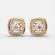  14k Solid Yellow Gold 0.85CT Round Cut Lab Grown Diamond Women&#39;s Stud Earrings - £844.67 GBP