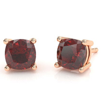 Lab-Created Ruby 5mm Cushion Stud Earrings in 10k Rose Gold - £159.04 GBP