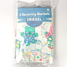 Vintage Riegel Receiving Baby blankets  30”x40” lot of 2 Teddy Bear NOS - £30.95 GBP