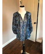  JOIE 100% Silk Blue Gray Floral Print Peasant Top SZ S BOHO CHIC NWOT - $48.51