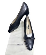 BALLY Lucy Black Leather Slip On Heel Shoes Size 9.5 M Made in Italy - $34.71 CAD