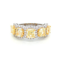 Real 4.37ct Natural Fancy Yellow Diamonds Engagement Ring 18K Solid Gold - £11,268.84 GBP