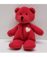 Vintage Dakin Red Valentino Beanbag Bear Plush White Heart Valentine&#39;s D... - $22.85 CAD