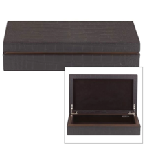 Reed &amp; Barton Griffin Large All Purpose Box Leather Chest Brown 16.75&quot; Gift NEW - £94.37 GBP