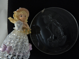 Precious Moments Spring? Spun glass or acrylic? bell + girl with goose a... - $9.89