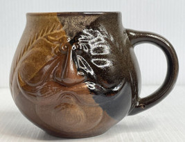 Vintage Craft Mug With Mustached Face On Cup, Color From Dark  To Light Brown. - £13.97 GBP