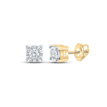 10kt Yellow Gold Mens Round Diamond Stud Earrings 1/20 Cttw - £111.42 GBP