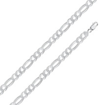 925 Sterling Silver Super Flat Figaro Chain 10mm Various Length Men Italy - £100.63 GBP+