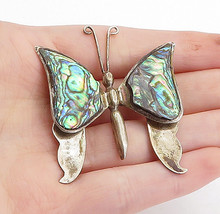 MEXICO 925 Sterling Silver - Vintage Abalone Shell Butterfly Brooch Pin - BP1338 - £45.83 GBP