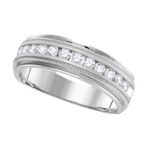 14k White Gold Mens Round Diamond Band Wedding Anniversary Ring 1.00 Ctw - £1,406.86 GBP