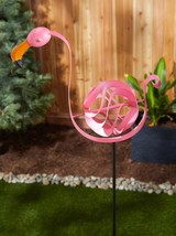 Pink Flamingo Garden Stake Metal Whirligig Sculpture Yard Lawn Garden Art Decor - £47.11 GBP