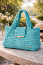 HANDMADE CROCHET BAG-Aqua Serenity Bag - $89.10