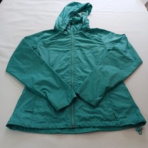 Columbia Full Zip Women&#39;s Green Lightweight Windbreaker Jacket Hoodie Si... - $331.57 MXN