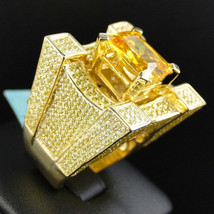 Elvis Presley Concert Square Yellow Crystal Deluxe Gold Plated Men Ring - £15.65 GBP+
