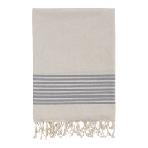 Bello Turkish Beach Towel Nine Stripes Linen Dark Grey Peshtemal, 39 x 66.9 Inch - £56.13 GBP