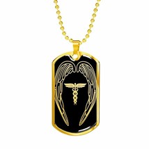Nurses Are Angels Christian Stainless Steel or 18k Gold Dog Tag W 24&quot; - £37.49 GBP+