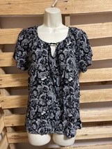 Hester &amp; Orchard Floral Short Sleeve Boho Blouse Top Woman&#39;s Size XL KG - £15.57 GBP