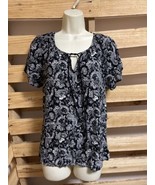 Hester &amp; Orchard Floral Short Sleeve Boho Blouse Top Woman&#39;s Size XL KG - £15.64 GBP
