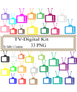 TV Digital Kit-Art Clip-Gift Tag-Jewelry-T shirt-Notebook-ScrapbooK-Gift... - $37.30 MXN
