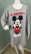 Disney 3/4 Sleeve Gray Mickey Mouse No Coffee!! Pajama Sleepshirt Sz XL - £14.23 GBP